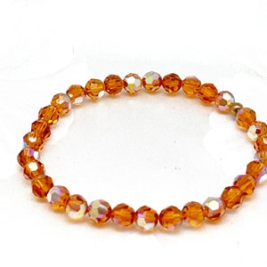 Topaz AB Swarovski Crystal Bracelet, Made w Swarovski 6mm Round Crystal, Sparkling Beaded Bracelet, Stretch Bracelet, Bling Gift