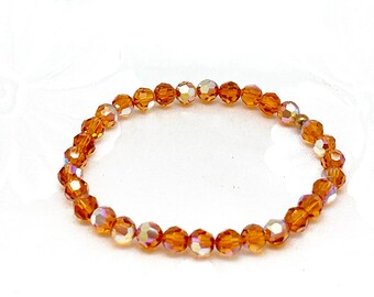 Topaz AB Swarovski Crystal Bracelet: Sparkling Beaded Stretch Bracelet