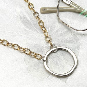 Gold Chain Eyeglass Holder Necklace: Mixed Metal Sunglasses Lanyard