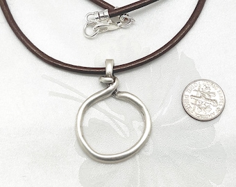 Brown 3mm Leather Glasses Holder Necklace: Men's Eyeglass Lanyard