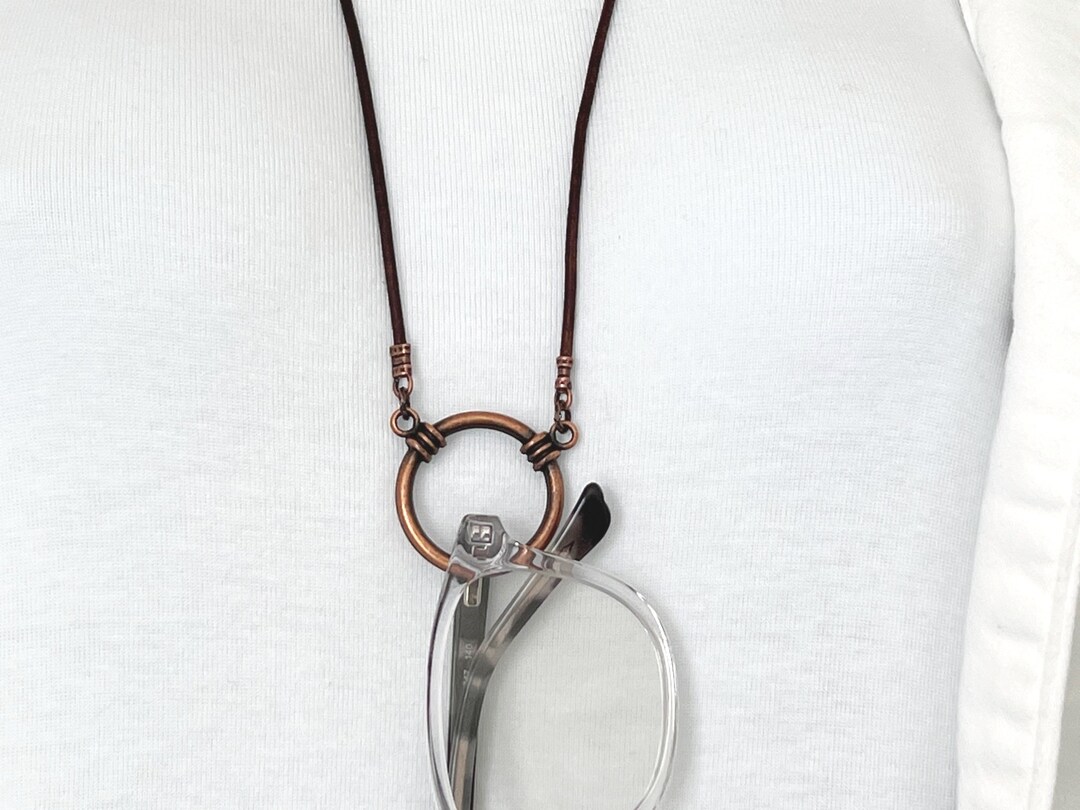 Brown Leather Eyeglass Holder, Eyeglass Loop Necklace, Eyeglass Lanyard
