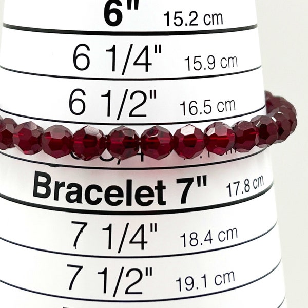 Siam Red Swarovski Crystal Bracelet, Made w Swarovski 6mm Round Crystal, Sparkling Beaded Bracelet, Red Crystal Stretch Bracelet