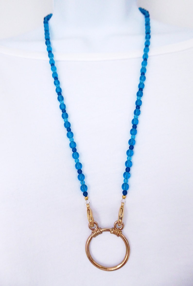 Blue Eyeglass Loop LA Necklace with Gold Eyeglasses Loop Etsy