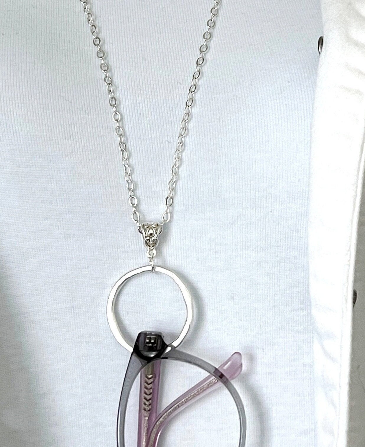 Silver Chain Eyeglass Holder Necklace Reading Glasses Chain Sunglasses Chain Elegant Eyeglass Chain Eyeglass Holder Glasses Necklace Etsy