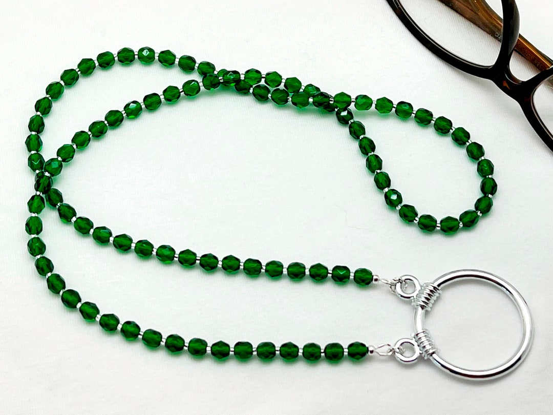 Green Eyeglass Holder Necklace, Glasses Chain, Reading Glasses Chain