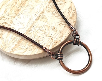 Dark Brown Eyeglass Loop Necklace, Eyeglass Chain with Copper, Reading Glasses or Sunglasses Lanyard