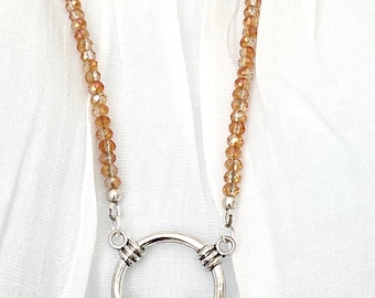 Beaded Eyeglass Holder Necklace: Apricot Reading Glasses Chain Lanyard