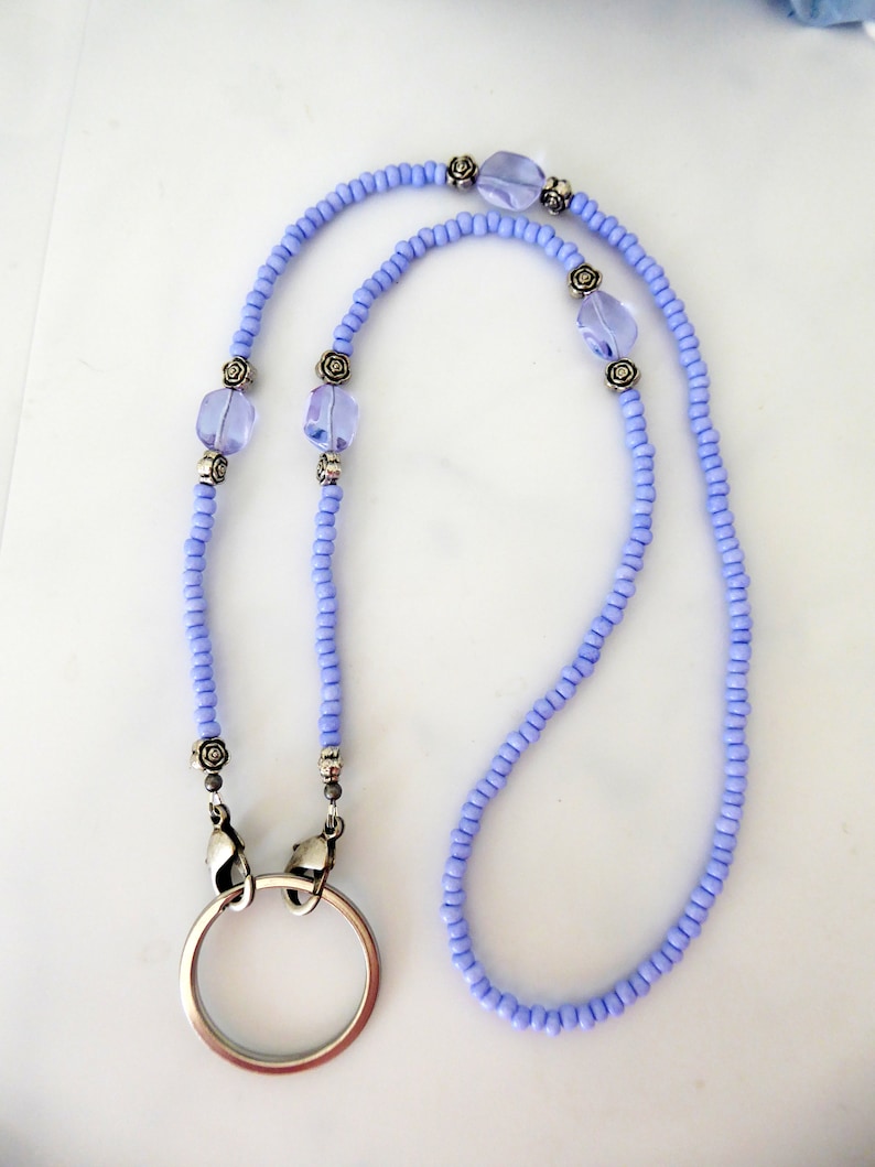 Lt. Blue Beaded Eyeglass Necklace with Loop Eyeglasses Chain Etsy