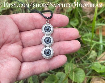 Third Eye pendant gray/black eyes Halloween October spooky party cosplay jewelry by Sapphire Moonbeam