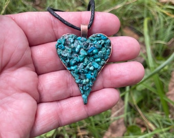 Turquoise stone heart pendant necklace metaphysical magick spiritual chakra talisman amulet handcrafted magical jewelry by Sapphire Moonbeam