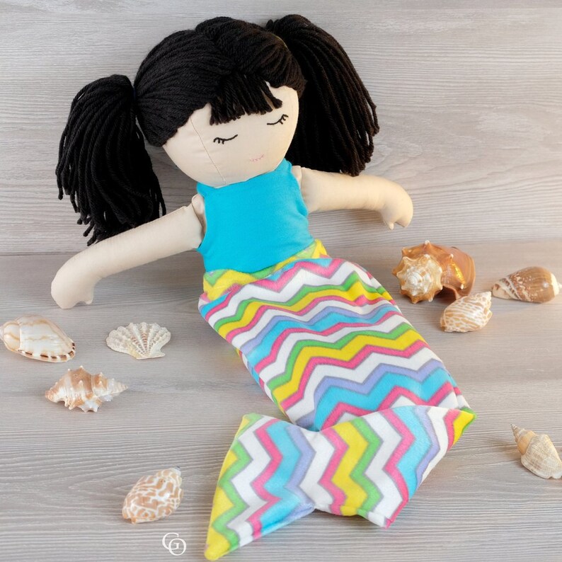 My Little Girl Mermaid Tail, Top, Gathered and Circle Skirt Add-on doll clothes pattern only image 1