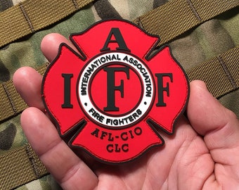 The IAFF - international Association of Firefighters 4" (hook/loop) Union PVC Patch (choose color or type)