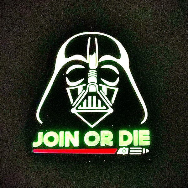 Darth Vader STAR WARS Join or Die Glow-In-The-Dark The Dark Side PVC Morale Patch 2.5"X2.5"