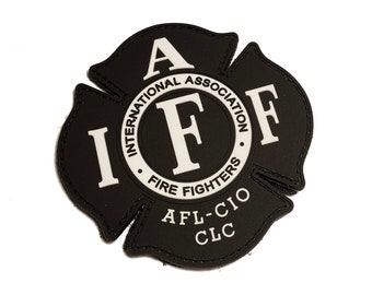 The IAFF Black PVC - international Association of Firefighters 4" (hook/loop) Union morale Patch