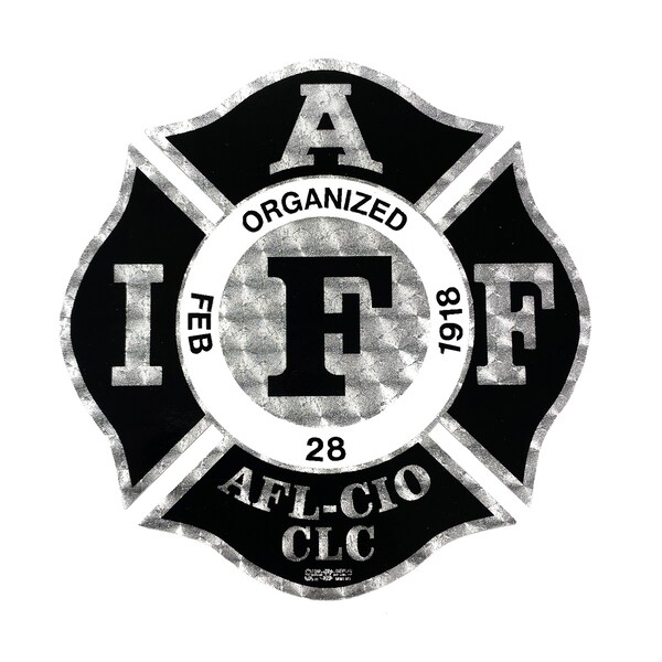 4" originele zwart en zilver geborsteld metalen textuur- IAFF Firefighter Decal Sticker (Union Made)