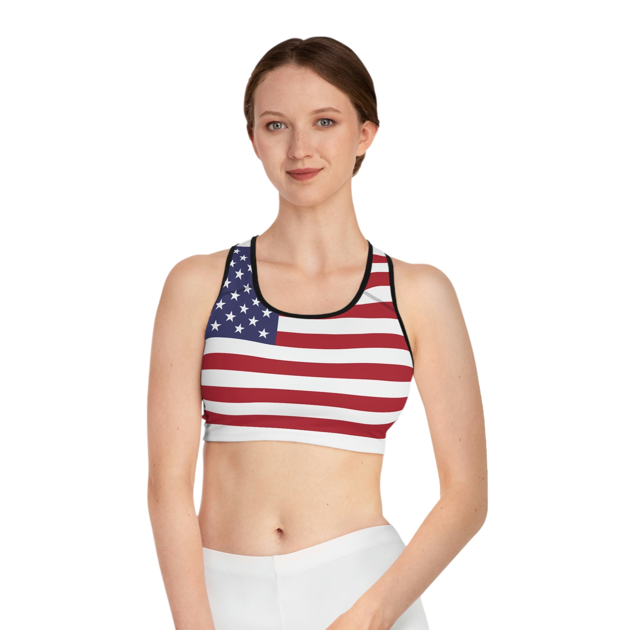 American Flag Athletic Sports Bra AOP Made in the USA 