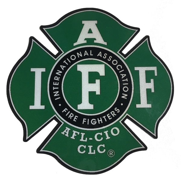 The IAFF Green Union 3M True 3M REFLECTIVE vinyl Firefighter decal sticker
