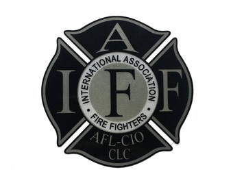 The IAFF Black Union 3M True 3M REFLECTIVE vinyl Firefighter decal sticker