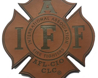 The Genuine Leather IAFF - international Association of Firefighters 4" (hook/loop) Union Patch