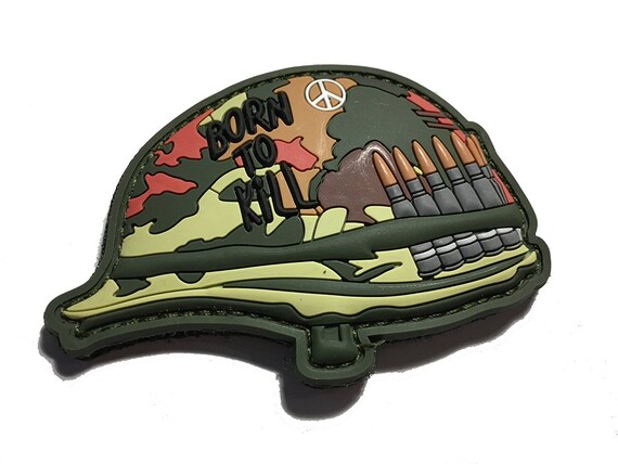 The Tactical Born to Kill Full Metal Jacket Helmet PVC Rubber 3x2 Morale Patch hook loop back