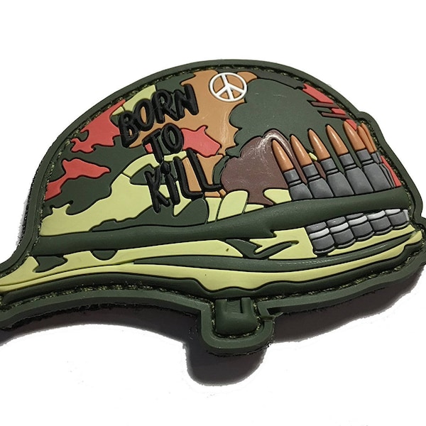 The Tactical Born to Kill Full Metal Jacket Helmet PVC/Rubber 3x2 Morale Patch (hook/loop back)
