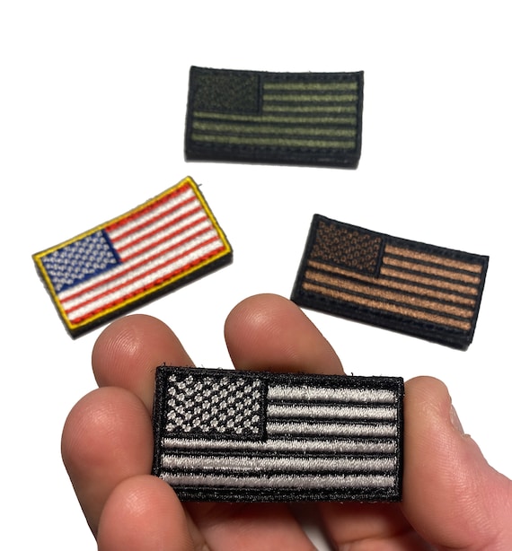 VELCRO® BRAND Fastener Morale HOOK MINI USA US Flag Forward Facing Patches  2x1