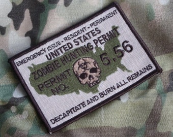 Multicam Zombie Hunting Permit military morale Patch