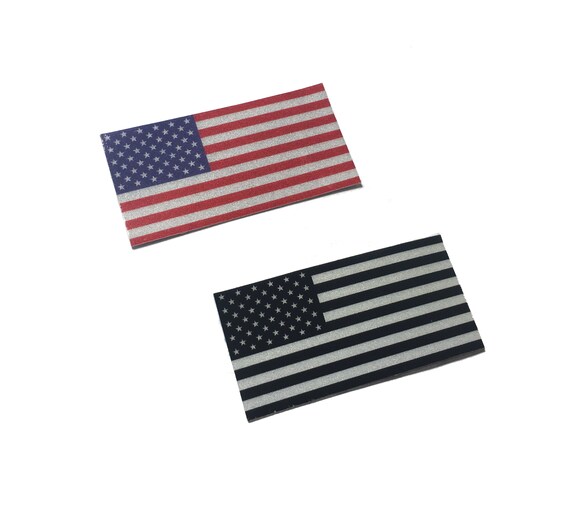 Custom Reflective Black White Us USA American Flag Tactical IR