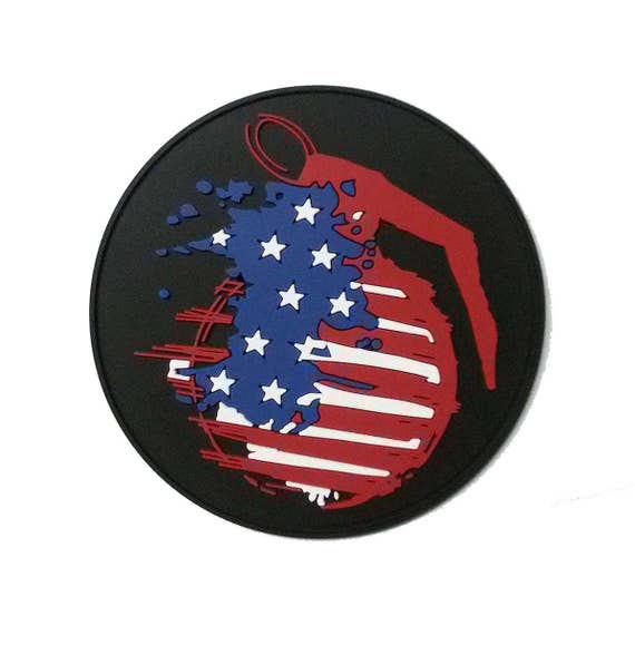 Military morale patriot Patch hook//Loop The American M67 Grenade Frag 3/" PVC