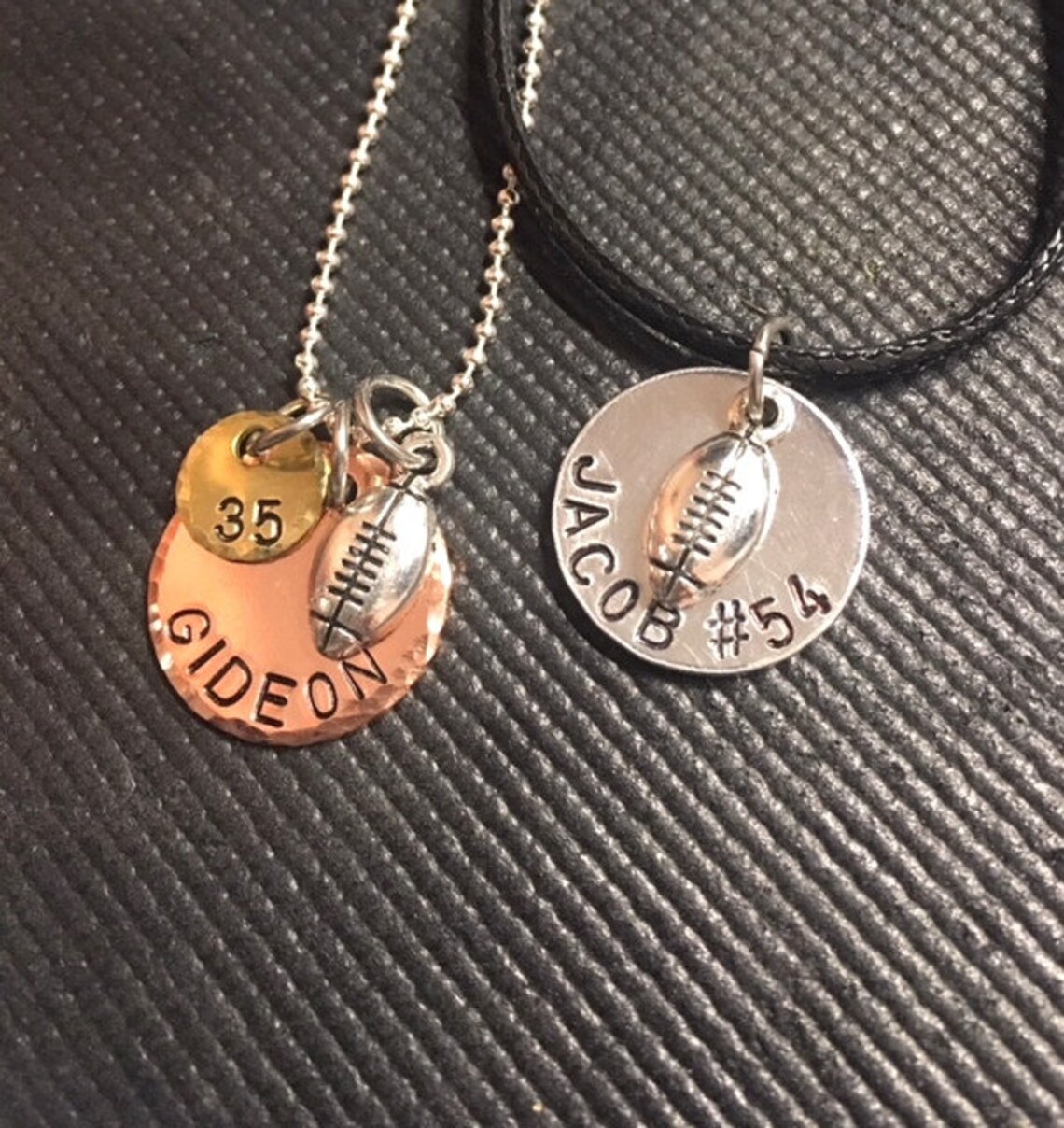 Personalized Football Necklace Name Number Football Charm Etsy