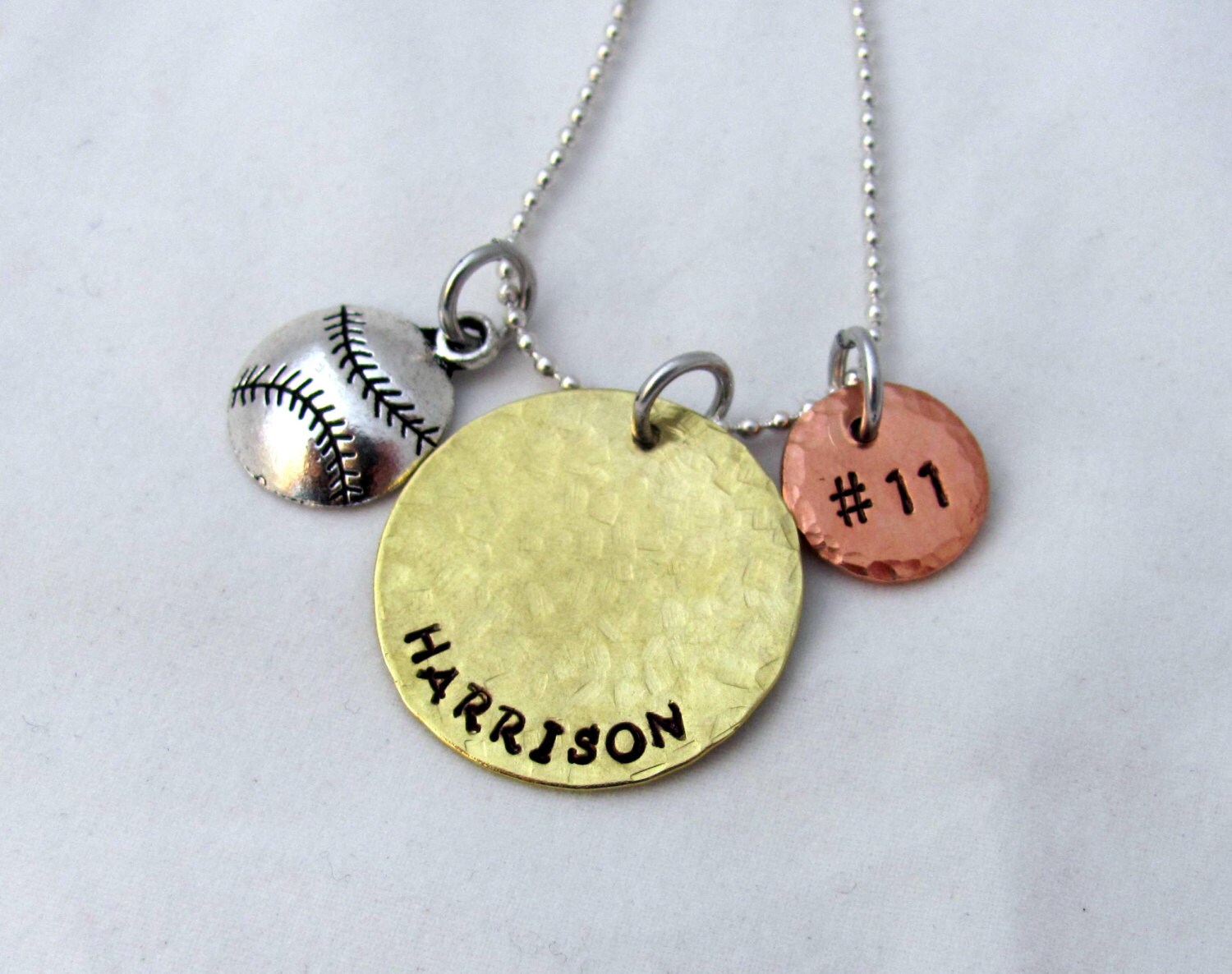 Personalized Baseball Necklace Name Number Baseball Charm Etsy