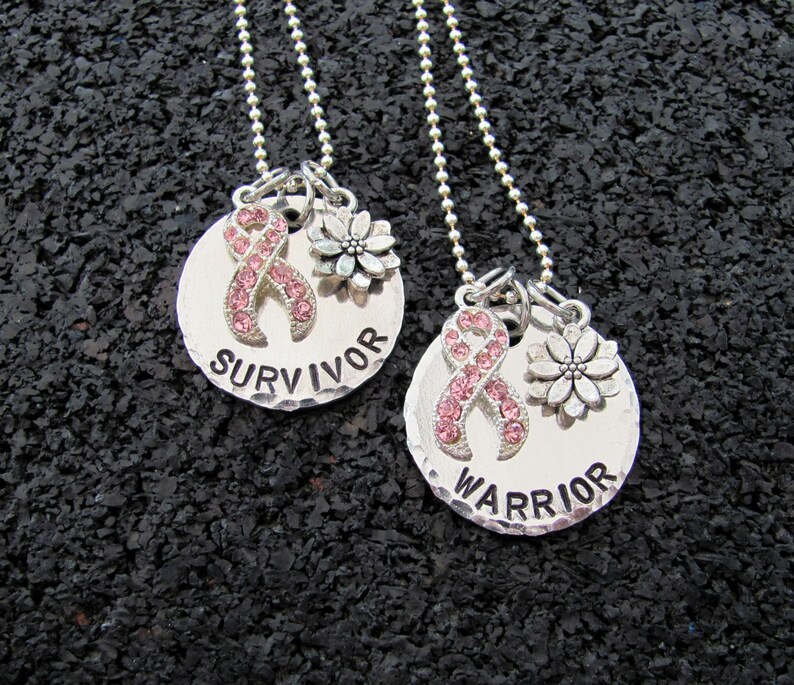 Hand Stamped Breast Cancer Survivor Warrior Necklace with Etsy