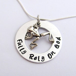 FROG Necklace, Fully Rely On God with Frog Charm