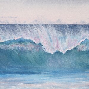 Pittura ad acquerello ~ Stampa ad acquerello ~ onda ~ surf ~ grande onda ~ onda cosmica ~ amore ~ onda rosa ~ sognante ~ 008/ sembra amore