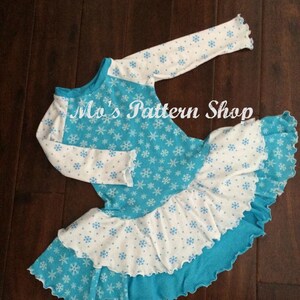 Mo's Nancy Dress Long or Short Sleeve, 6mos -7/8years ruffle, raglan dresss pdf for knit