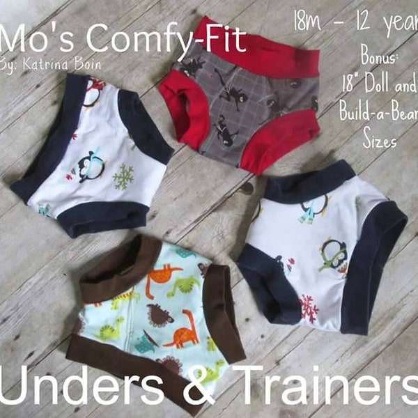 Mo's Comfy Fit Unders and Trainer Pattern, underwear and trainers from size 18mos-12years PDF