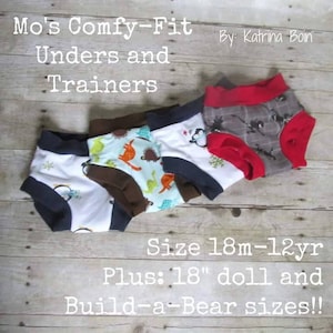 Mo's Comfy-Fit Unders and Trainers Pattern BUNDLE size 18mos-12years PLUS 18" Doll & Teddy Bear