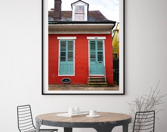 Unframed colorful New Orleans Photography, French Quarter Art Print, Creole Cottage, New Orleans Decor, Living Room Wall Art, Large wall art