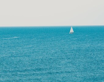 Coastal decor, minimalist beach photography, sailboat wall art, nautical decor, soothing beach art, gulf shores alabama photography