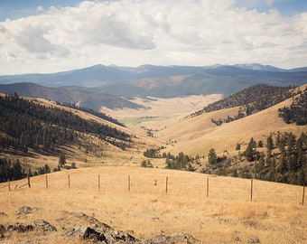 Montana Landscape Photography Print, Clouds over Montana Mountain Landscape, Rocky Mountain Photo Print, farm and ranch print