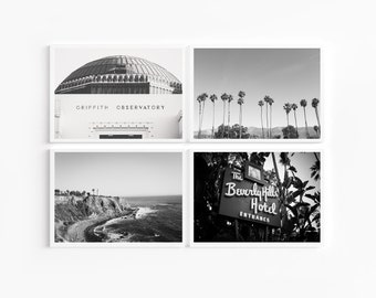 SALE Los Angeles Photography Print Set, Discounted Set, California Gallery Wall Prints, Art for Living Room, LA black and white prints