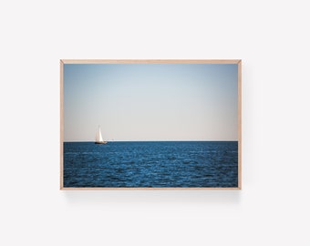 Coastal decor, sailboat art, coastal Maine wall art, minimalist wall decor, ocean wall art, sailboat photography, large wall art, unframed