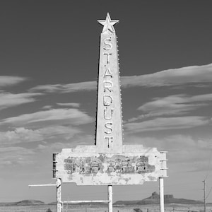 Texas photography, marfa texas, black and white photography, vintage sign, desert photography, texas decor, large wall art, stardust marfa