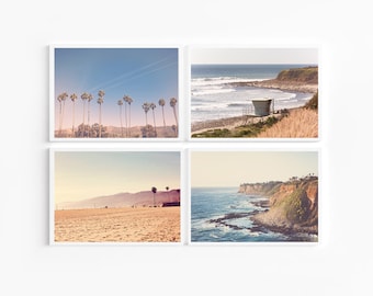 SALE Southern California Beach Photography Print Set, Discounted Set of four prints, Beach House Prints, Dorm Room Art, Art for Living Room