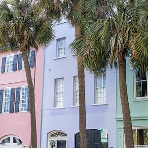 Charleston South Carolina Photography, Charleston wall art, Pretty Pastels Charleston Architecture Print, Lowcountry Art, Rainbow Row Print image 1