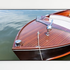 Vintage Boat Wall Art, Lake House Decor, Chris Craft Print, Wooden Boat Print, Maritime Wall Art, Classic Lake Boat Photo, Lake Home Art