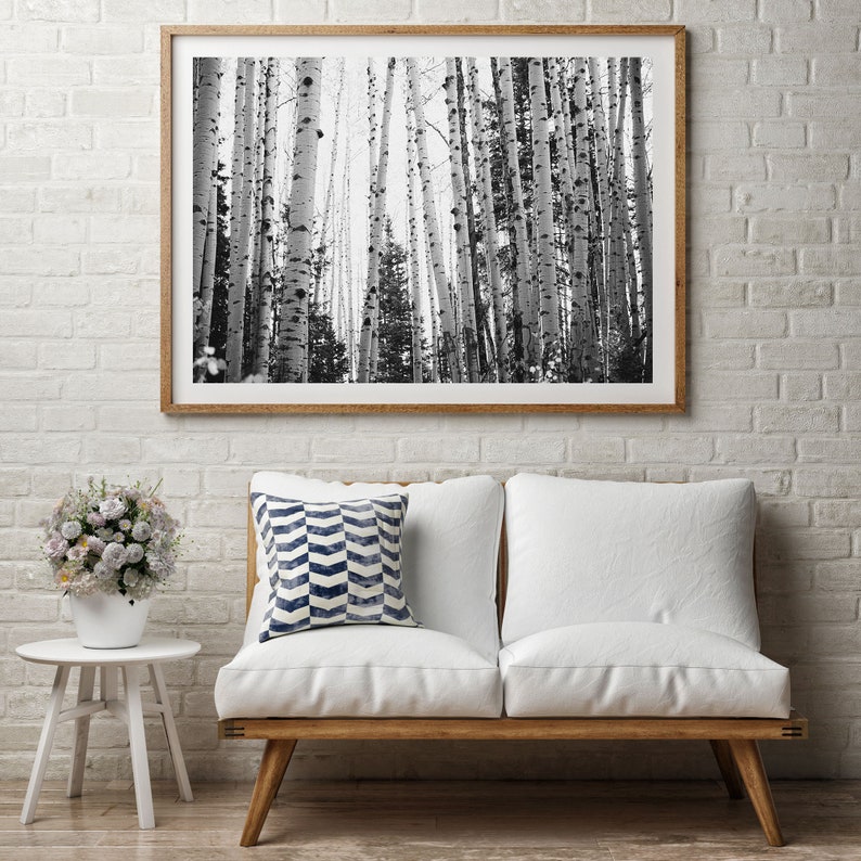 Aspen Wall Art Black and White Cabin Wall Art Colorado Aspen Etsy