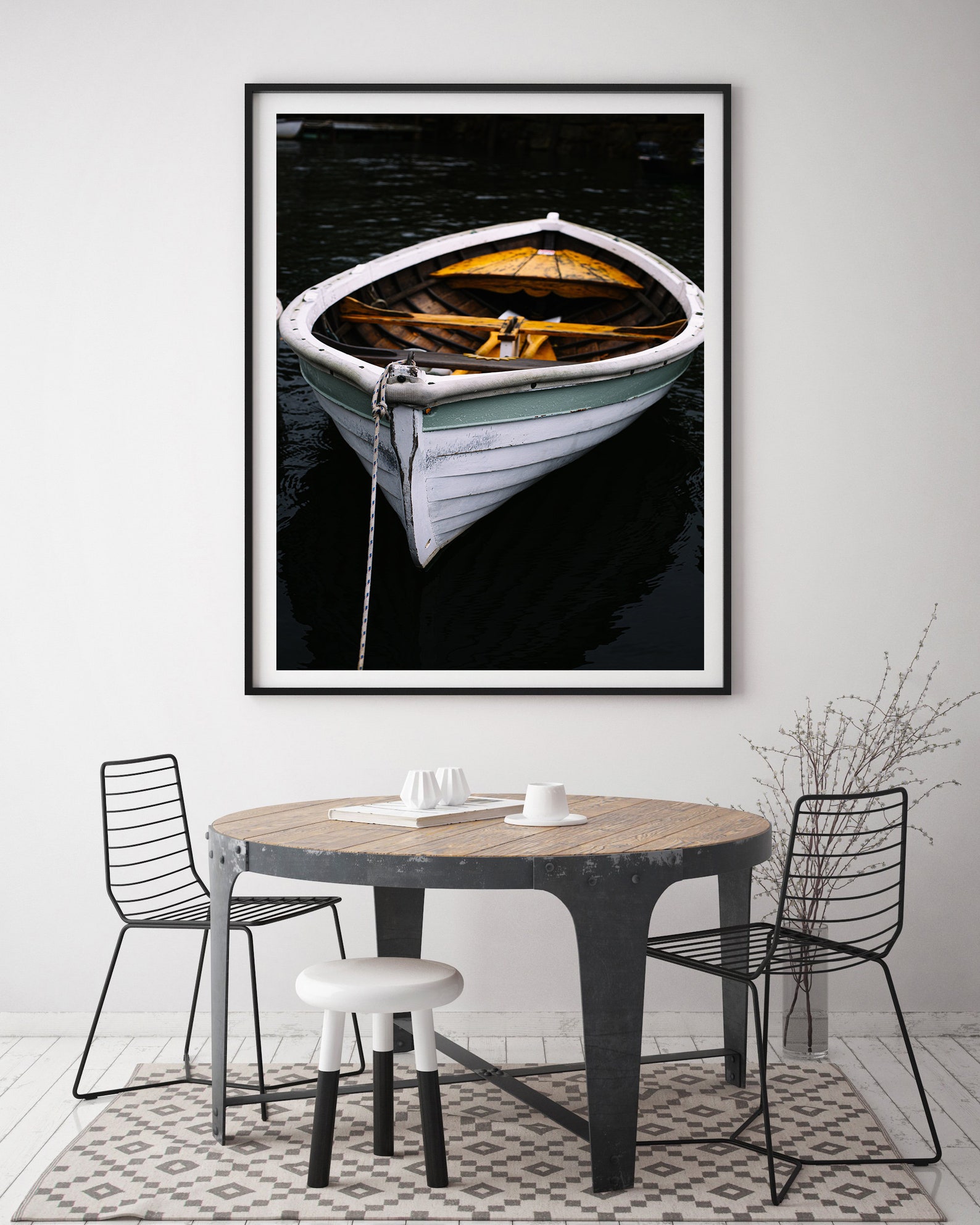 Rowboat Photography Nautical Wall Decor White Rowboat Maine Etsy