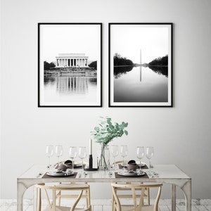 SALE DC Photography Set, black and white dc wall art, washington dc wall art, discounted print set, lincoln memorial, washington monument,