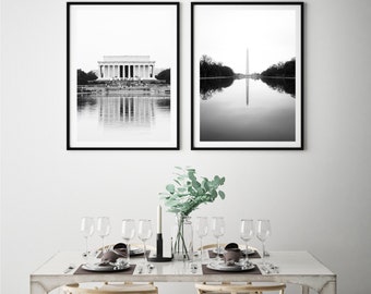 SALE DC Photography Set, black and white dc wall art, washington dc wall art, discounted print set, lincoln memorial, washington monument,